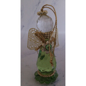 Green And Clear Acrylic Angel With Gold Wings Ornament (1994 Roman Inc.)